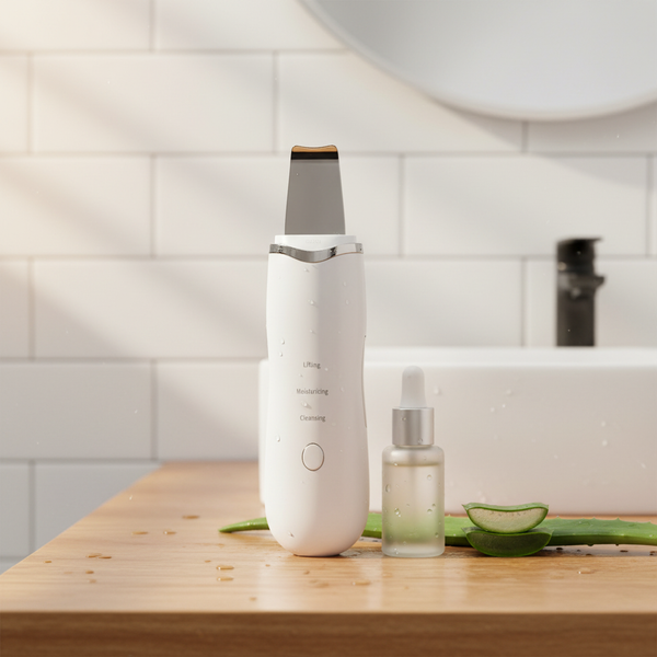 3-in-1 Ultrasonic Facial Scrubber – Deep Cleansing, Blackhead Remover & Skin Lifting Device (Rechargeable)