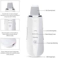 3-in-1 Ultrasonic Facial Scrubber – Deep Cleansing, Blackhead Remover & Skin Lifting Device (Rechargeable)